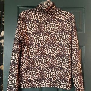 Leopard Print Turtleneck Top